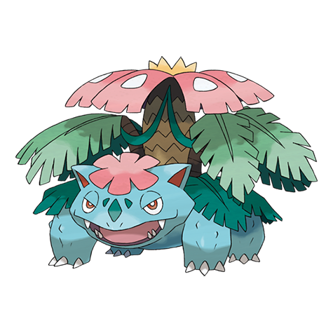 Venusaur-mega - grass/poison type Pokémon #10033, official artwork from Pokédex