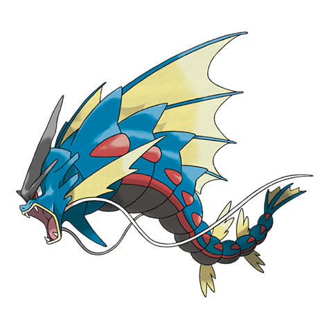 Gyarados-mega - water/dark type Pokémon #10041, official artwork from Pokédex