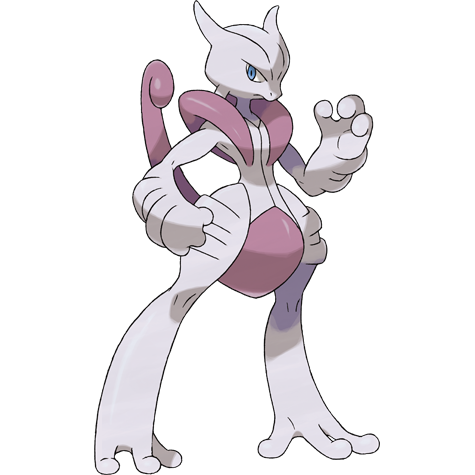 Mewtwo-mega-x - psychic/fighting type Pokémon #10043, official artwork from Pokédex