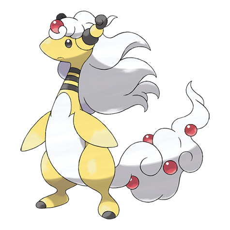 Ampharos-mega - electric/dragon type Pokémon #10045, official artwork from Pokédex