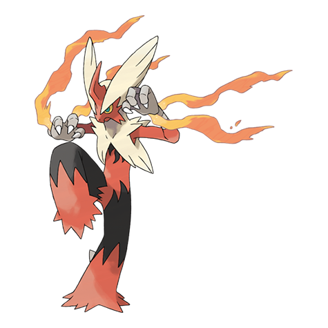 Blaziken-mega - fire/fighting type Pokémon #10050, official artwork from Pokédex
