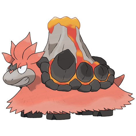Camerupt-mega - fire/ground type Pokémon #10087, official artwork from Pokédex