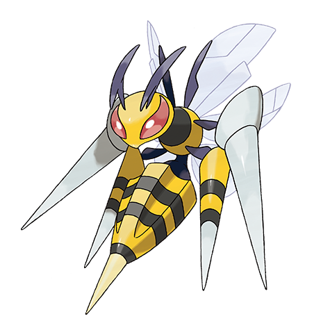 Beedrill-mega - bug/poison type Pokémon #10090, official artwork from Pokédex