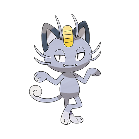 Meowth-alola - dark type Pokémon #10107, official artwork from Pokédex