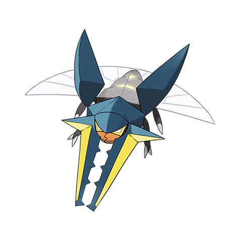 Vikavolt-totem - bug/electric type Pokémon #10122, official artwork from Pokédex