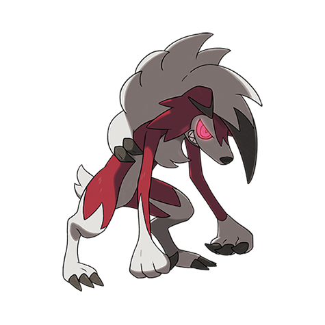 Lycanroc-midnight - rock type Pokémon #10126, official artwork from Pokédex
