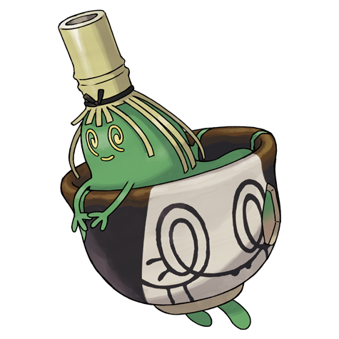 Sinistcha - grass/ghost type Pokémon #1013, official artwork from Pokédex