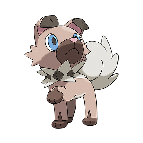 Rockruff-own-tempo - rock type Pokémon #10151, official artwork from Pokédex