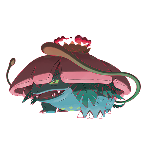 Venusaur-gmax - grass/poison type Pokémon #10195, official artwork from Pokédex