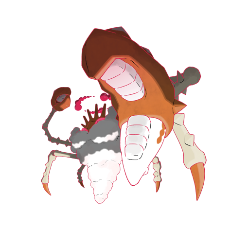 Kingler-gmax - water type Pokémon #10203, official artwork from Pokédex