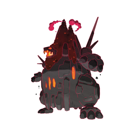 Coalossal-gmax - rock/fire type Pokémon #10215, official artwork from Pokédex