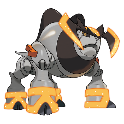 Iron-boulder - rock/psychic type Pokémon #1022, official artwork from Pokédex