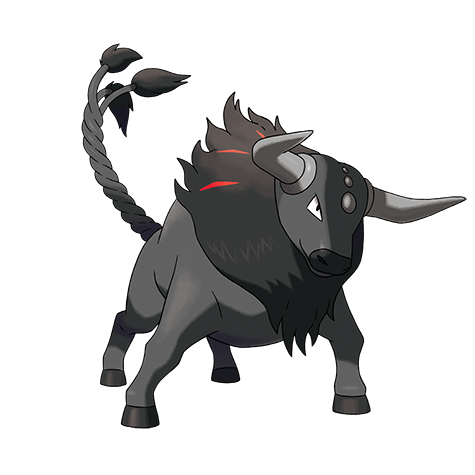 Tauros-paldea-blaze-breed - fighting/fire type Pokémon #10251, official artwork from Pokédex