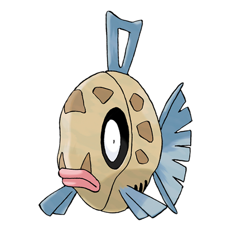 Feebas - water type Pokémon #349, official artwork from Pokédex