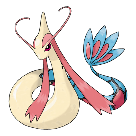 Milotic - water type Pokémon #350, official artwork from Pokédex