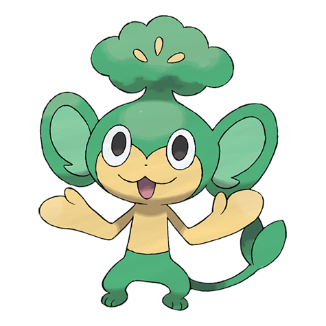 Pansage - grass type Pokémon #511, official artwork from Pokédex