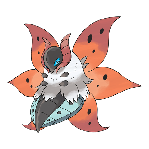 Volcarona - bug/fire type Pokémon #637, official artwork from Pokédex