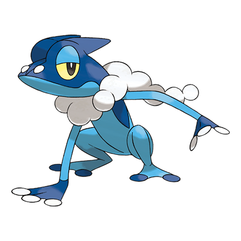 Frogadier - water type Pokémon #657, official artwork from Pokédex