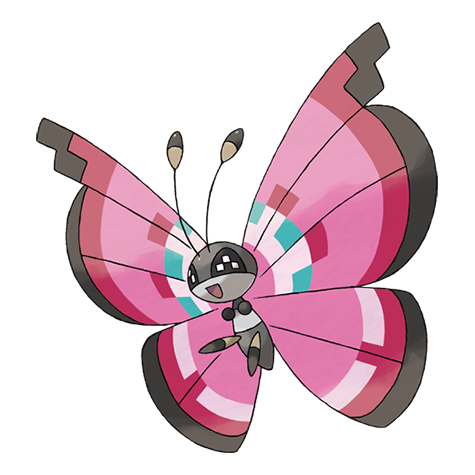 Vivillon - bug/flying type Pokémon #666, official artwork from Pokédex