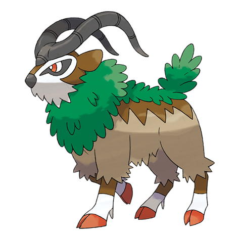Gogoat - grass type Pokémon #673, official artwork from Pokédex