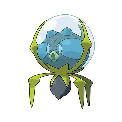 Dewpider - water/bug type Pokémon #751, official artwork from Pokédex
