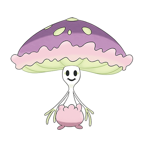 Shiinotic - grass/fairy type Pokémon #756, official artwork from Pokédex