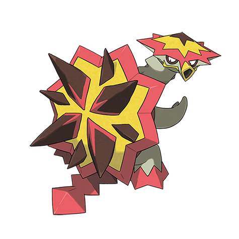 Turtonator - fire/dragon type Pokémon #776, official artwork from Pokédex