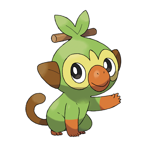 Grookey - grass type Pokémon #810, official artwork from Pokédex