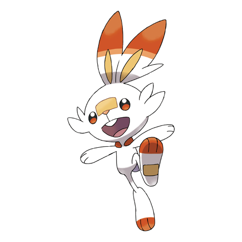 Scorbunny - fire type Pokémon #813, official artwork from Pokédex