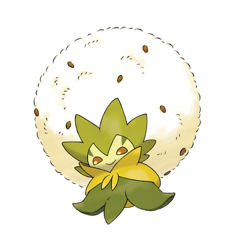 Eldegoss - grass type Pokémon #830, official artwork from Pokédex