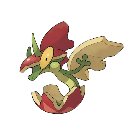 Flapple - grass/dragon type Pokémon #841, official artwork from Pokédex