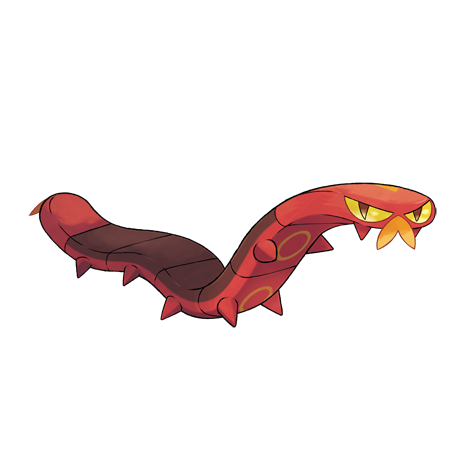 Sizzlipede - fire/bug type Pokémon #850, official artwork from Pokédex