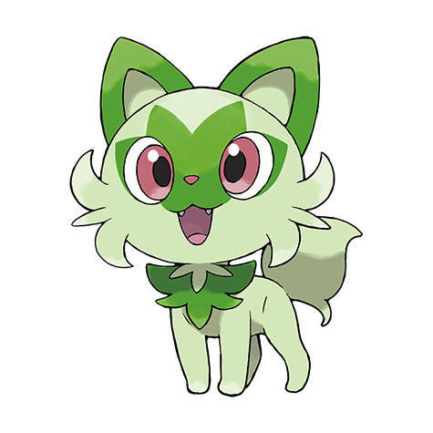 Sprigatito - grass type Pokémon #906, official artwork from Pokédex
