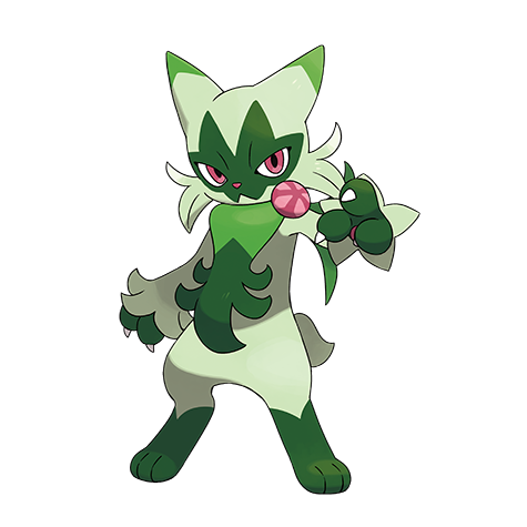 Floragato - grass type Pokémon #907, official artwork from Pokédex