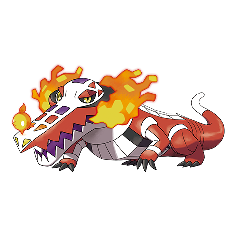 Skeledirge - fire/ghost type Pokémon #911, official artwork from Pokédex