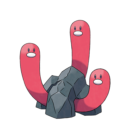 Wugtrio - water type Pokémon #961, official artwork from Pokédex