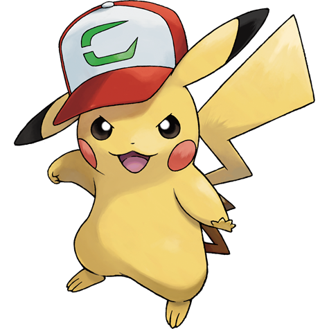 Pikachu-partner-cap - electric type Pokémon #10148, official artwork from Pokédex
