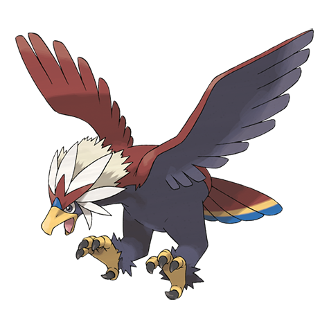 Braviary - normal/flying type Pokémon #628, official artwork from Pokédex